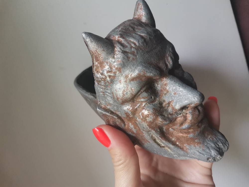 Devil Face Ashtray Cast Iron Metal Soviet Satan Vintage Gift Etsy