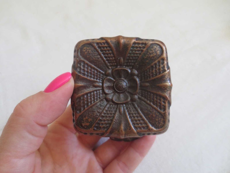 Vintage round carved metal door knob one side brass door handles Soviet metal doorknob USSR door handle Rustic handles Vintage 1970s