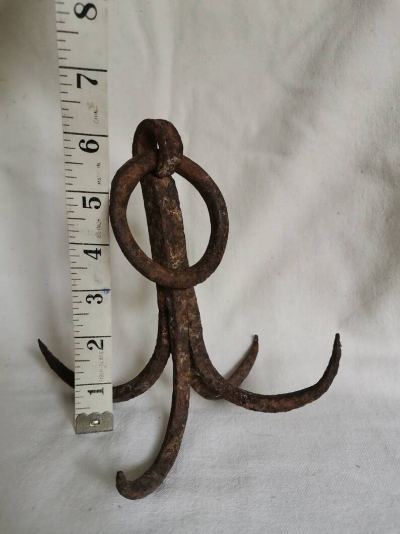 Antique Vintage Hand Wrought iron Grappling Hook Metal Etsy