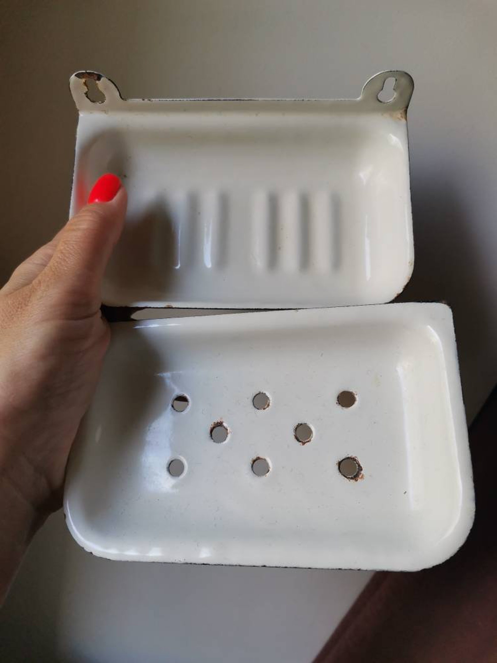 Enamel Soap Dish Vintage Enameled Soapdish With Tray holder Etsy