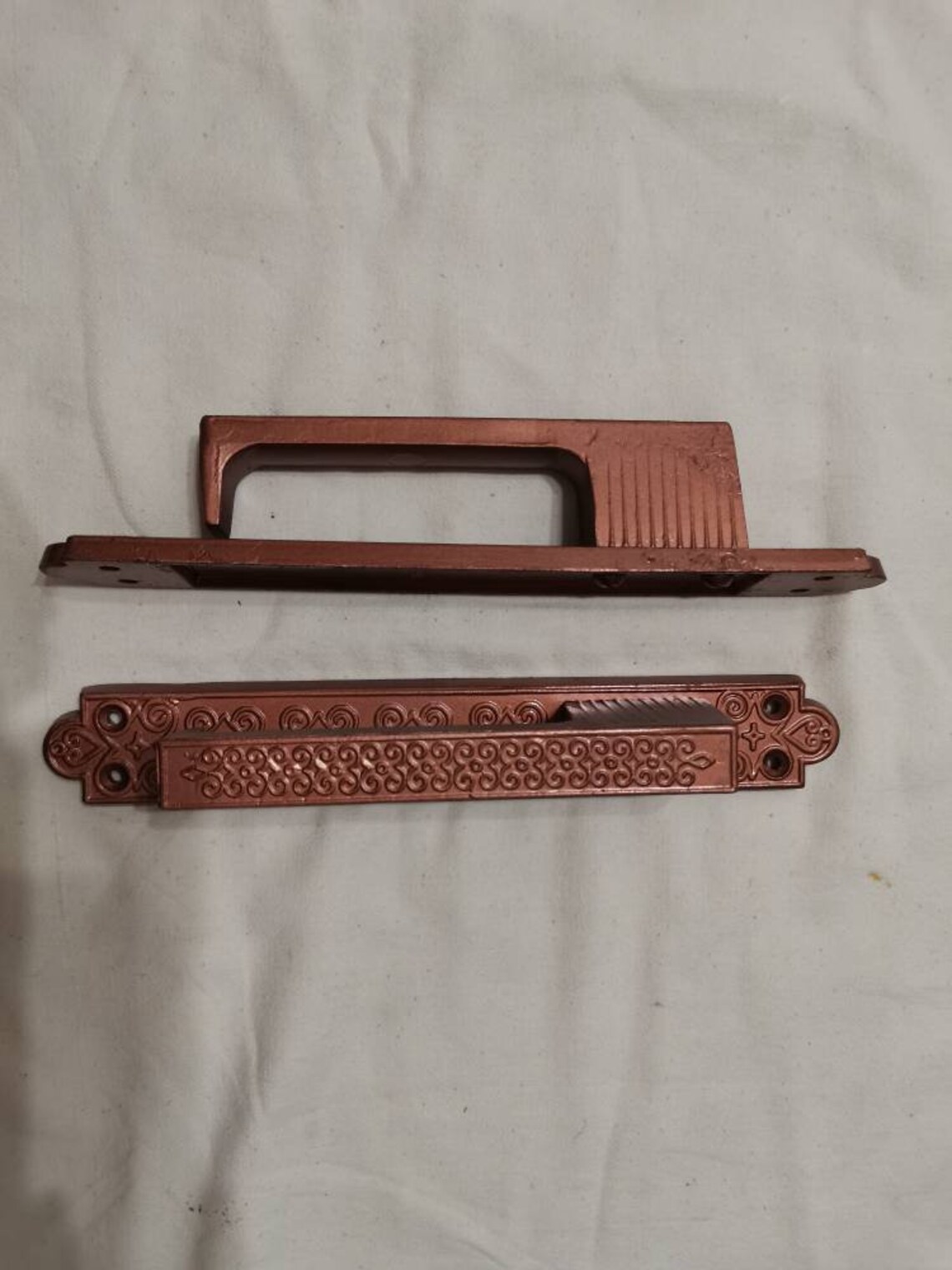 Vintage Door Handle Pulls Carved Pair French Door Metal Bronze Etsy