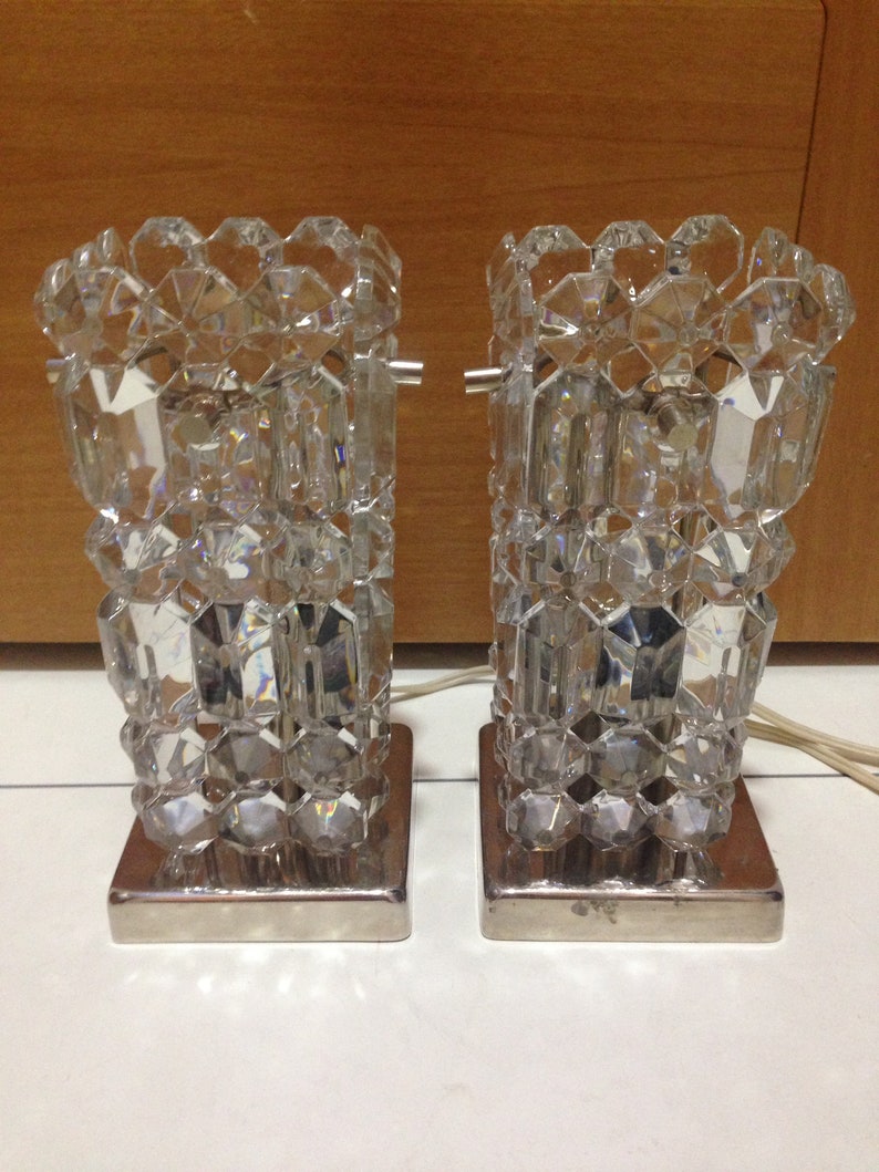 Vintage Bedside Lamps Mid Century Crystal Desk Lamp Small Etsy
