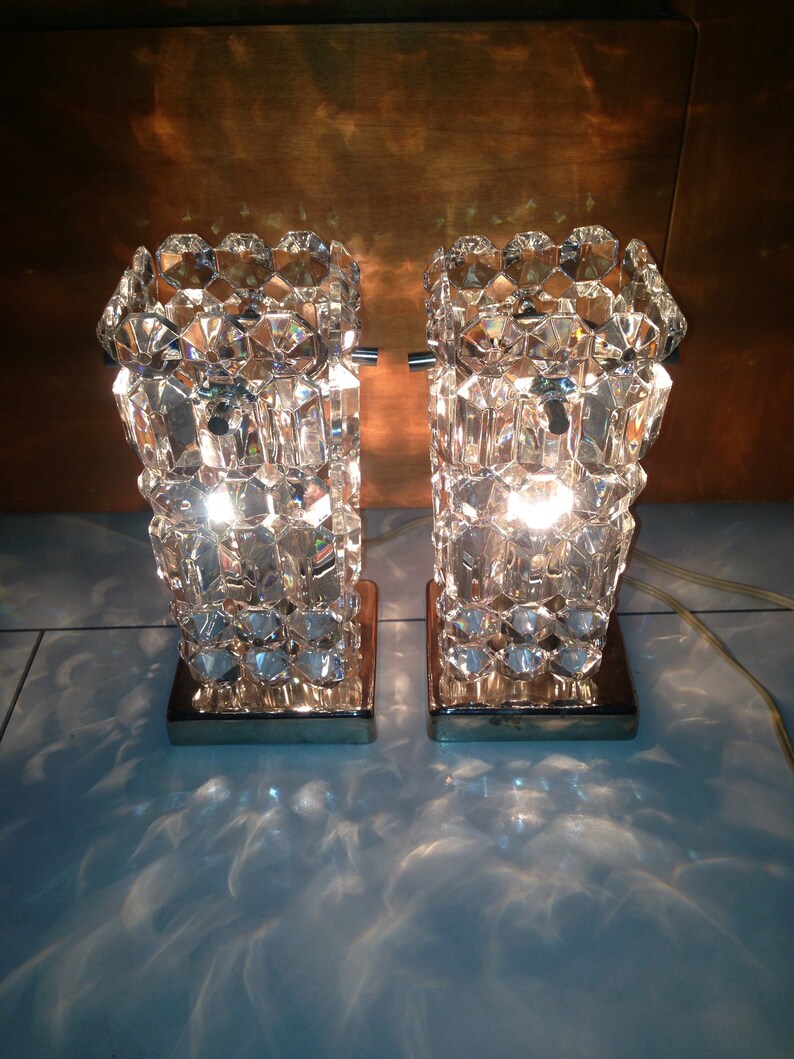 Vintage Bedside Lamps Mid Century Crystal Desk Lamp Small Etsy