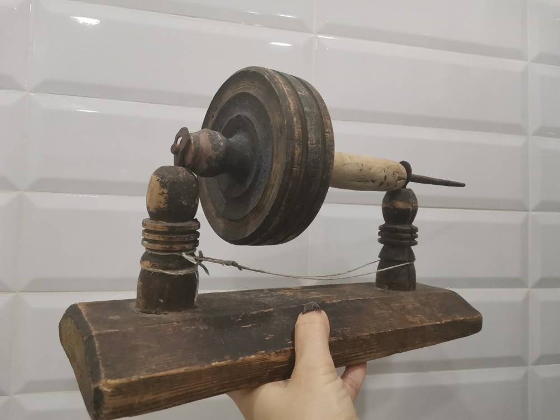 Antique Vintage Spinning Wheel Wool Yarn Spinner Wooden Wheel Etsy