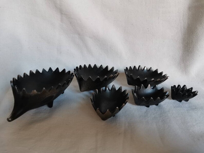 Hedgehog Ashtray 6 Walter Bosse Full Set of 6 Soviet Metal Gift For Boyfriend Vintage GIft For Men Tobacco Retro Decor Jewelry Holder NOS