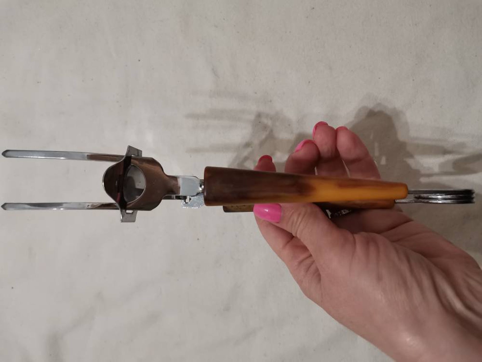 Vintage Serving Fork Spring Loaded Push Off Antique Utencils Etsy