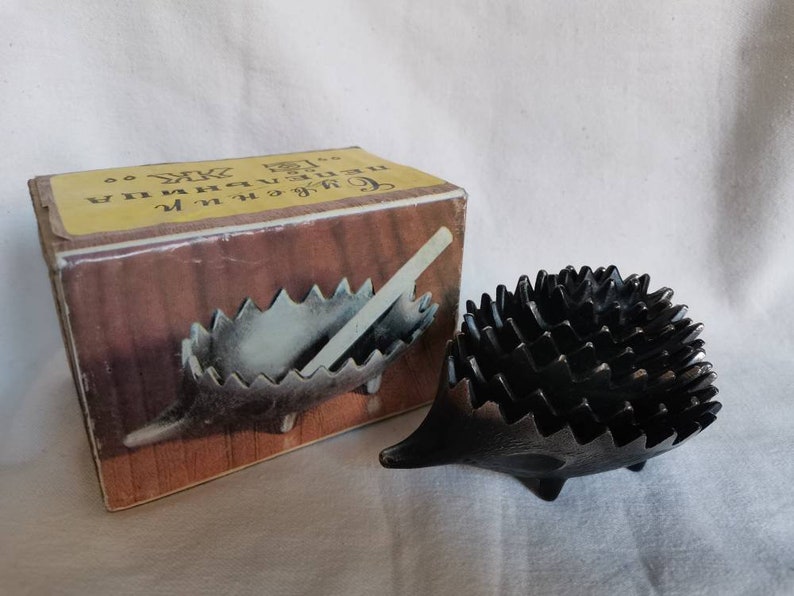 Hedgehog Ashtray 6 Walter Bosse Full Set of 6 Soviet Metal Gift For Boyfriend Vintage GIft For Men Tobacco Retro Decor Jewelry Holder NOS