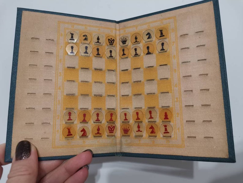 Slotted Chess Set/ Pocket Chess / Wallet Chess/ Vintage Soviet Etsy