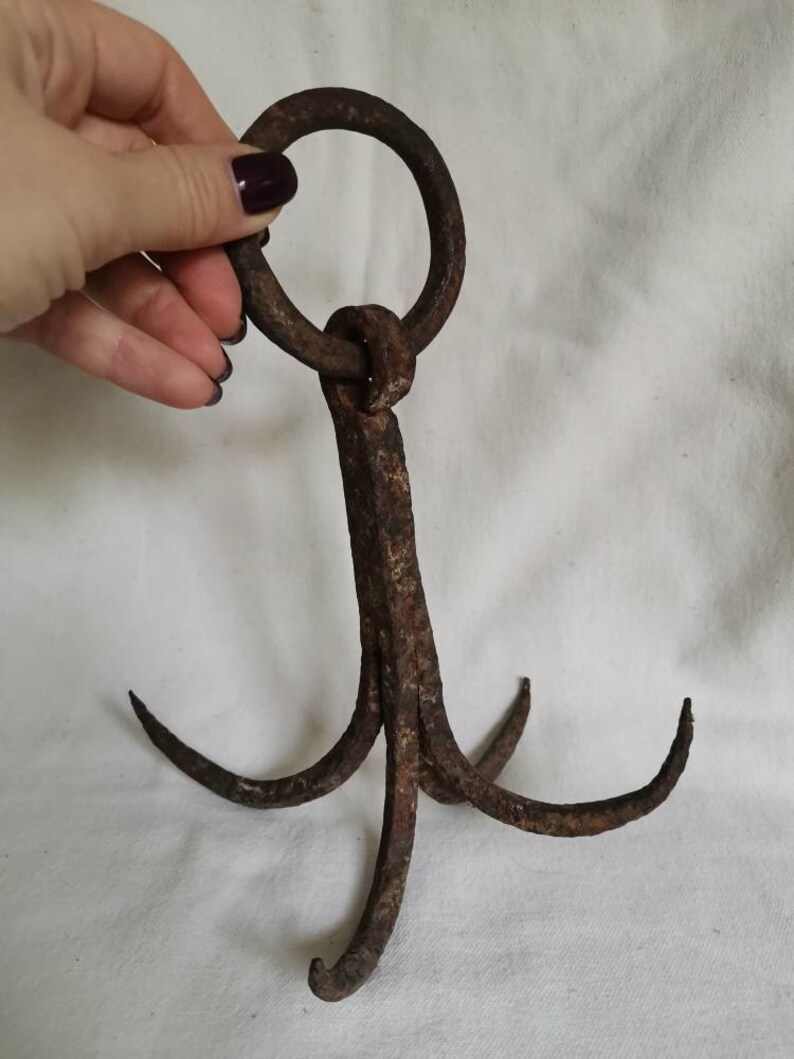 Antique Vintage Hand Wrought iron Grappling Hook Metal Etsy