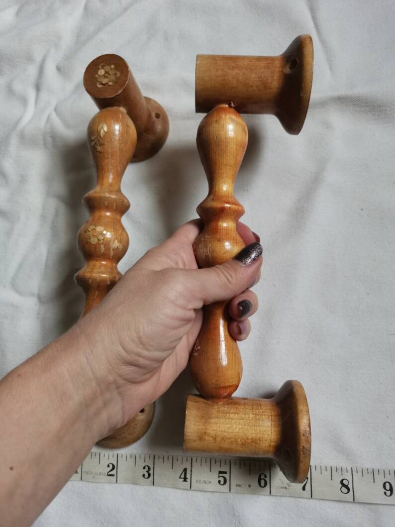 Pair Set of 2 Vintage Wooden Door Pulls French Door Handles Etsy