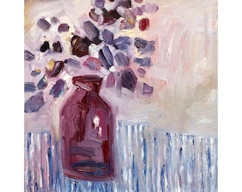 oil painting abstract flowers . abstract impressionist flower painting Serene floral art flower vase modern still life