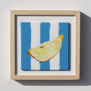 Mediterrane Strandkunst für die Küche, Stranddekoration, Stranddekoration, originelles Geschenk für Feinschmecker, ...Zitronenscheiben auf Himmelblau