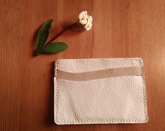 Leather cardholder - vanilla&latte