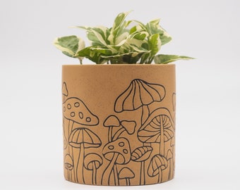 EU Mushroom Decor Planter Diseño hecho a mano Terracota moteada Cerámica Única Retro Maceta Cottagecore Habitación Linda Vintage Estética De moda