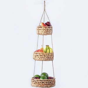 Hanging Fruit Basket 3 Tier Baskets Woven Tiered Kitchen Storage Organizer Planter