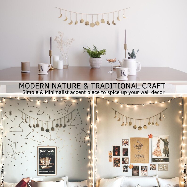 Moon Phase Wall Hanging Moon Decor Handmade Hammered Metal Etsy