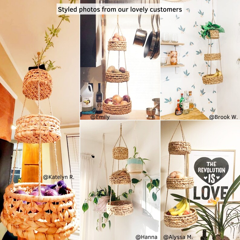 3 Tier Hanging Basket Boho Chic Decor Hanging Woven Basket Etsy