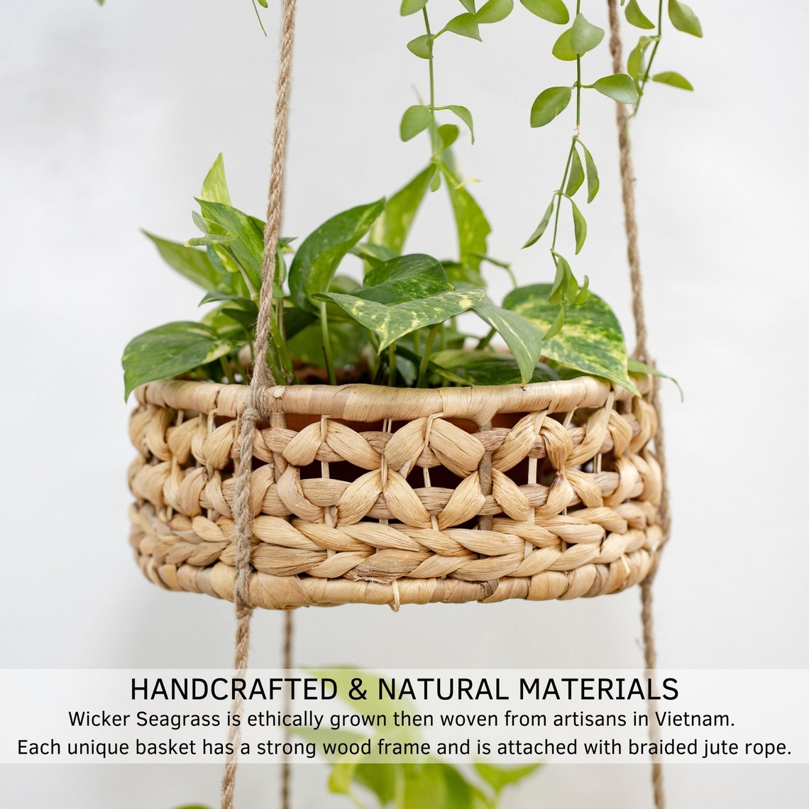 3 Tier Hanging Basket Boho Chic Decor Hanging Woven Basket Etsy