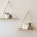 Hanging Shelf Floating Shelves Wall Decor [Set of 2 w/ Hooks] Reclaimed Wood Shelving Macrame Rope Swing Triangle Bathroom Storage Farmhouse 