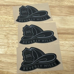 BEVERLY HILLS Fire Dept helmet decals stickers window stickers Uv laminated - quality material made in USA 3 decals