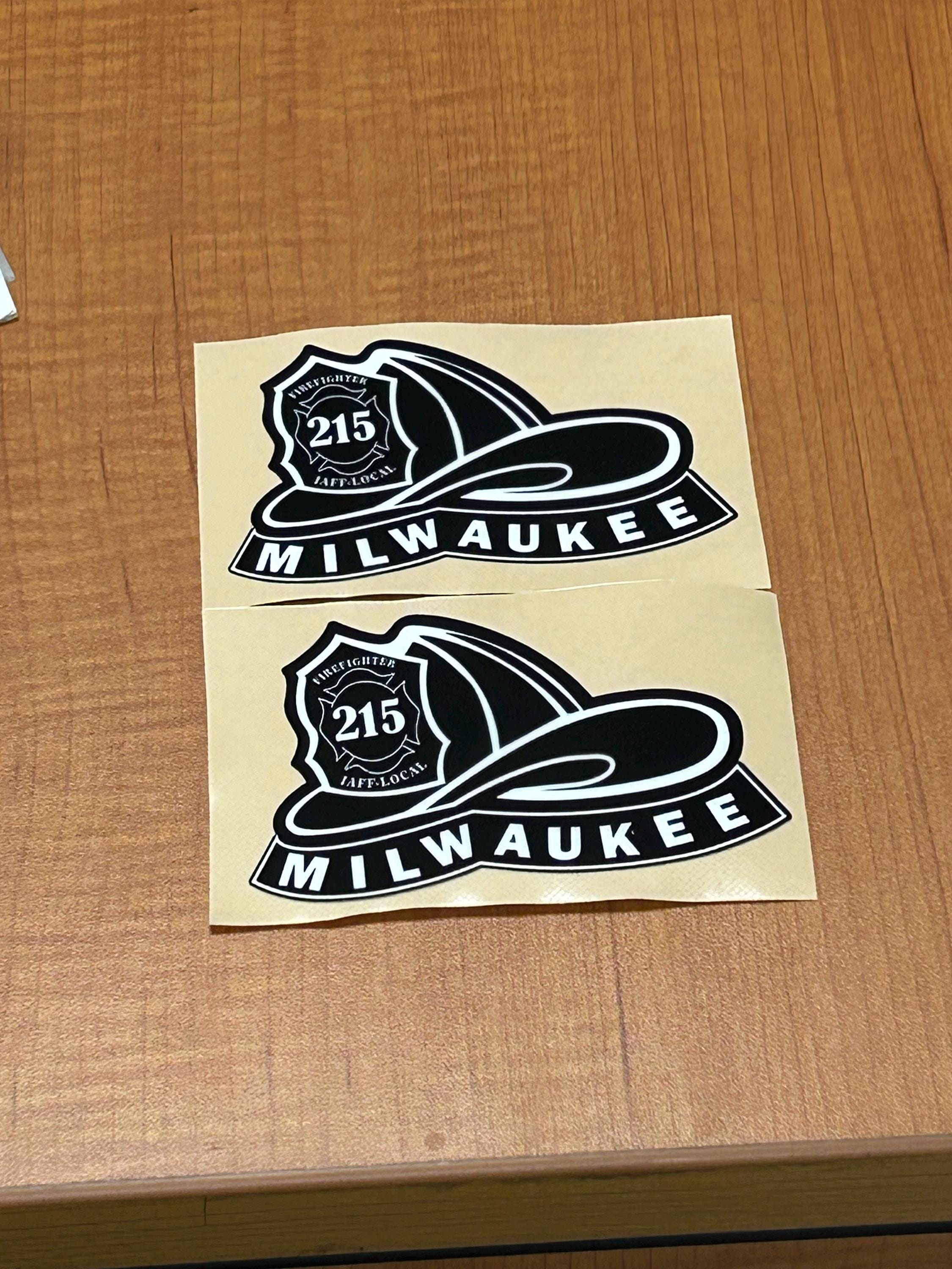 Milwaukee Sticker Set MILWAUKEE Fire Department Helmet Decals Stickers Window Stickers Uv ...