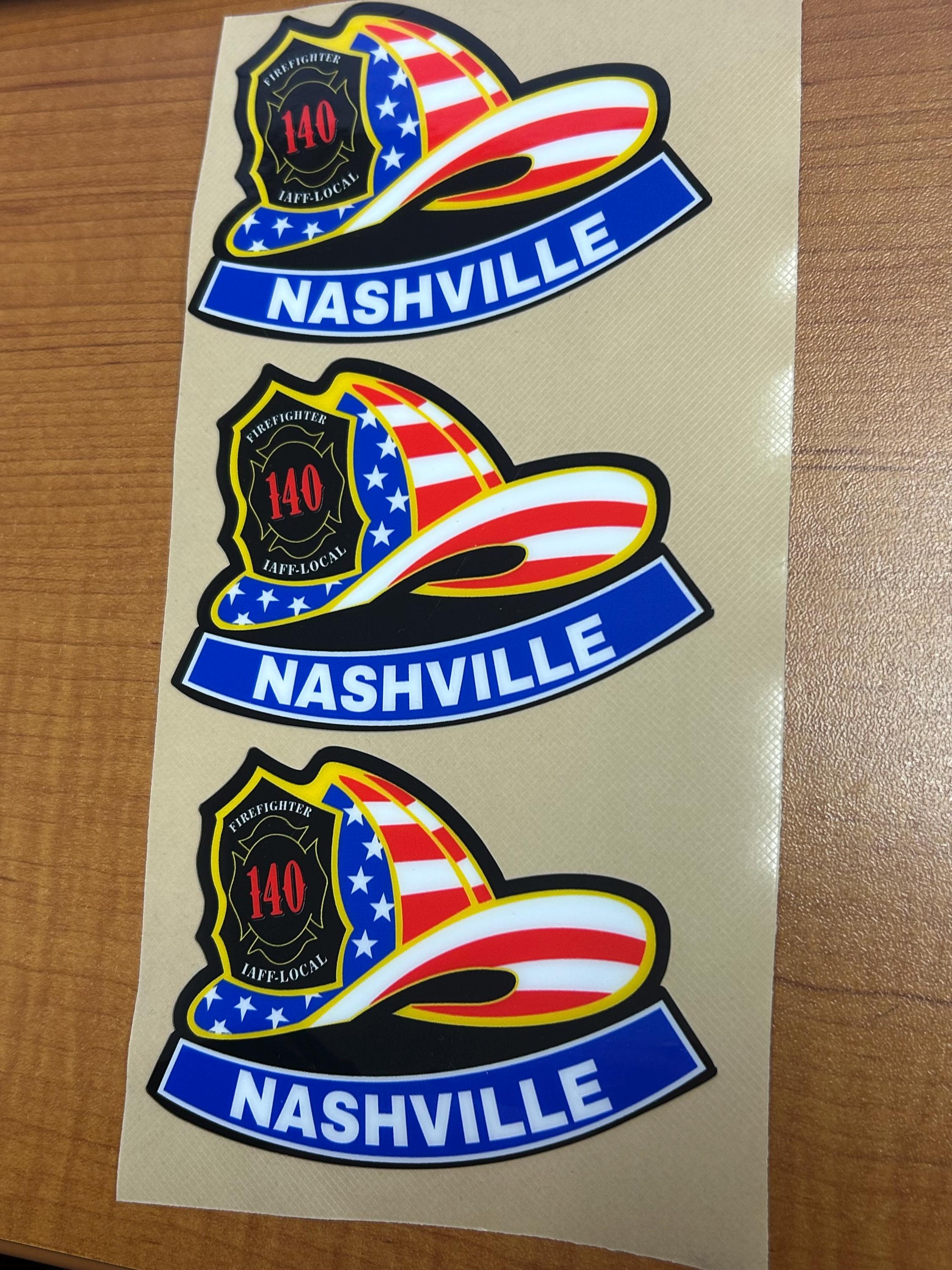 NASHVILLE Fire Department Nashville FD 140 Helmet Decals Stickers