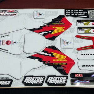 Losi Dirtbike graphics kit thick quality real moto material 1-800-COLLECT vintage retro theme Honda LOSI decals stickers