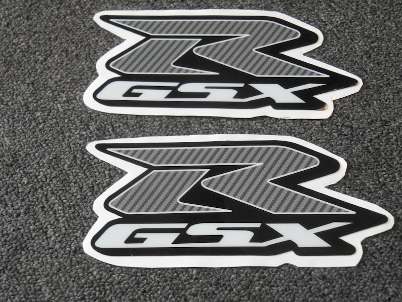 Suzuki GSX-R GSXR 600 750 1000 Fairing logo Decals Graphic Stickers Carbon Fiber street bike decals tank shroud logos 2 quality made in USA item image