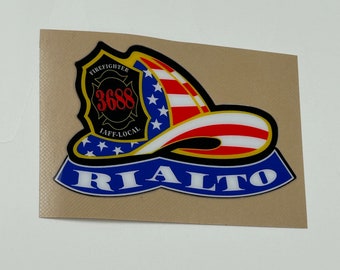Rialto City Fire Department decal Rialto fire department helmet decal sticker Uv laminated Made in the USA 21ml thickness Lasting Quality