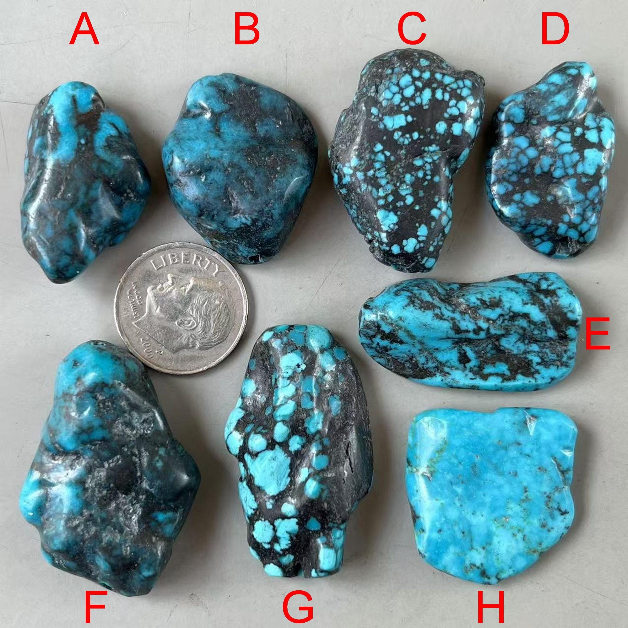 Drilled Stabilized  Blue Cloud Mountain Hubei Turquoise Rough Mineral Slice/Raw Material Rock Slab 02-961