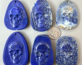 Natural Lapis Lazuli Skull Carving Pendant/Carved Skeleton d4165