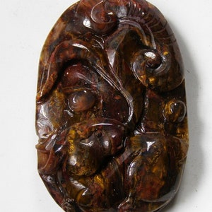 Natuurlijke Chatoyant Pietersite geit & Ruyi carving hanger/hand gesneden Petersite t0736-94ct