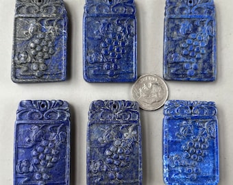Natural Afghanistan Lapis Lazuli Grape Pendant/Carved Gemstone d4116