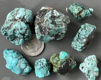 1oz. Random selection Natural Hubei Turquoise Uncut Minerals/Bulk Lot for Cabochons Beads Loose Stone