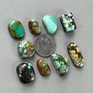 Cabochon turchese di montagna Hubei di bambù naturale a forma libera/cabina di pietre preziose Y236 immagine 3