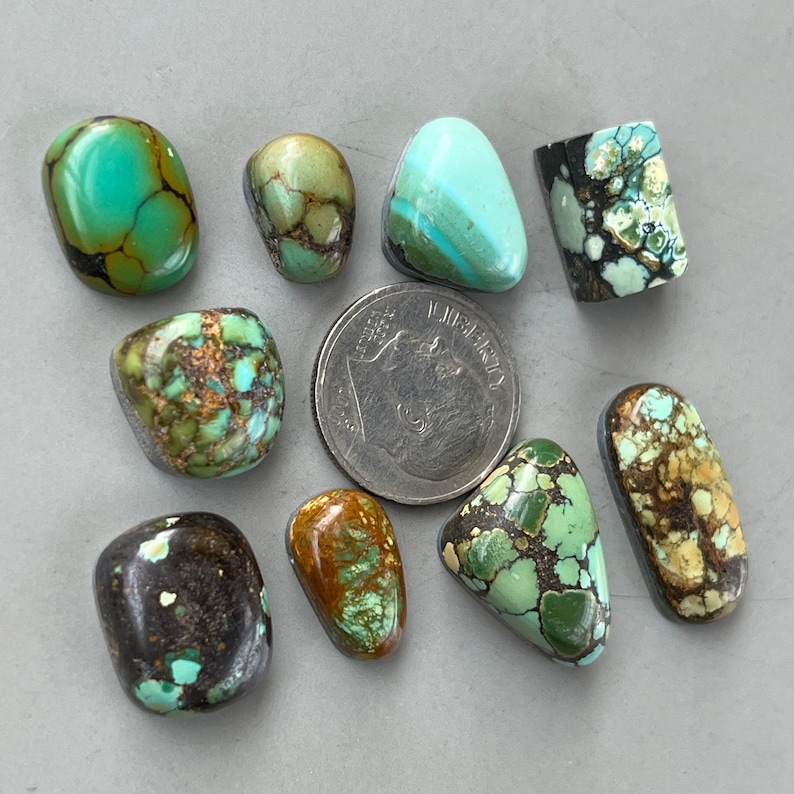 Cabochon turchese di montagna Hubei di bambù naturale a forma libera/cabina di pietre preziose Y236 immagine 2