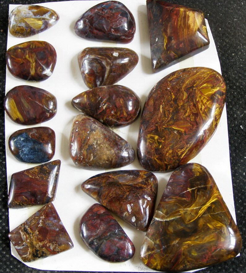 Wholesale Natural Freeform Pietersite CabochonsChatoyant Petersite Cabs 15pcs-320ct