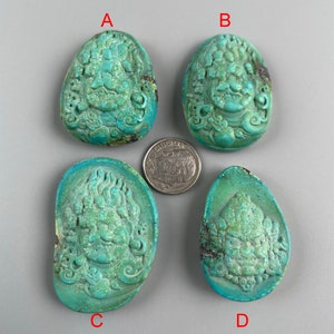 STB bamboo mountain Turquoise Mahākāla Carving Pendant/Carved gem 23-455