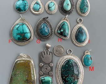 925 Silver Natural Hubei Turquoise Pendant Z306
