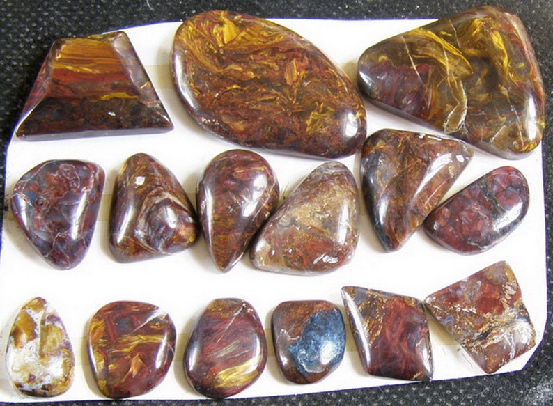 Wholesale Natural Freeform Pietersite CabochonsChatoyant Petersite Cabs 15pcs-320ct