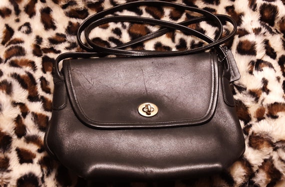 Vintage Black Coach Crossbody Bag|Black Shoulder B