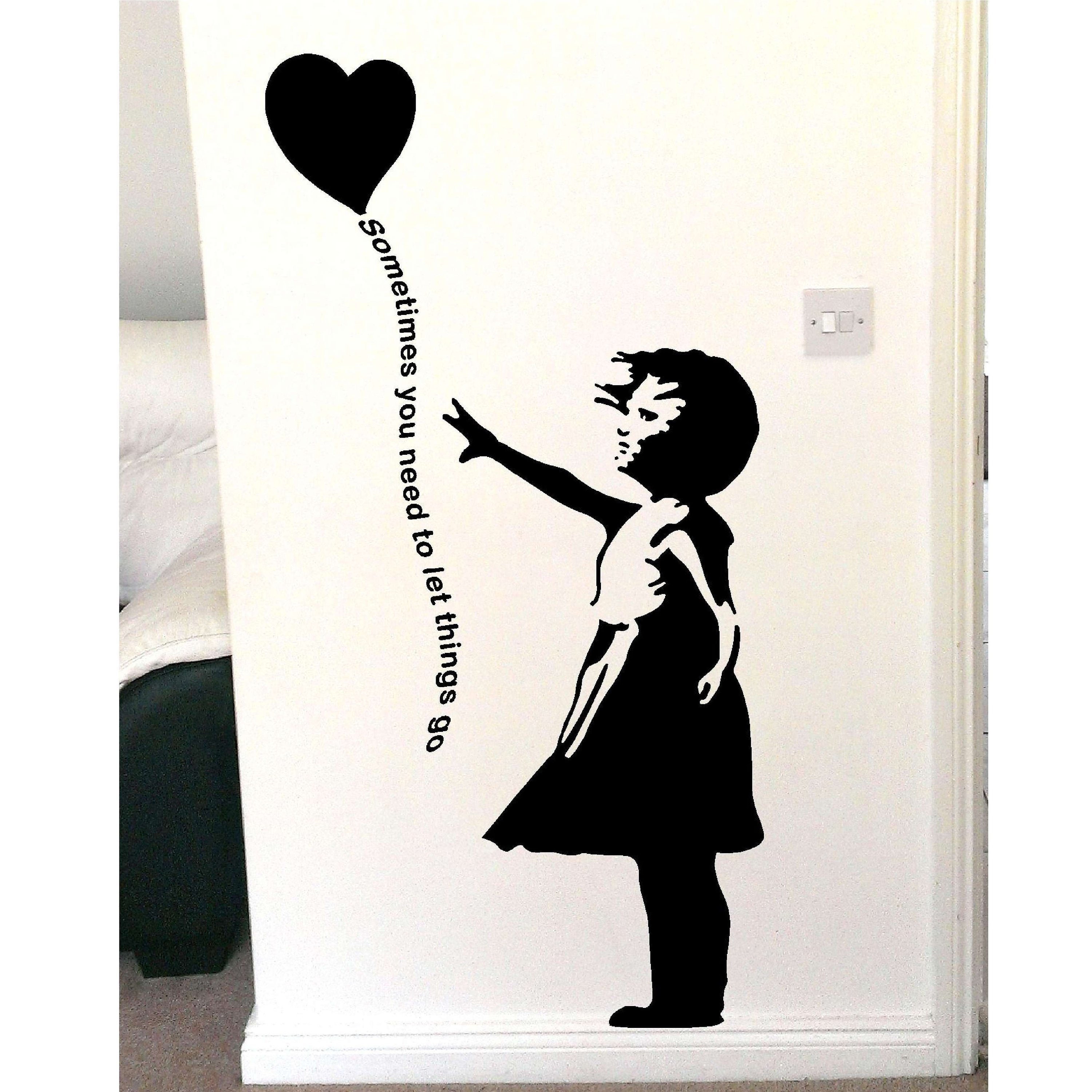 Wall Clock Flying Balloon カリモク BANKSY Amazon.com: Colorfull Worlds Flying Balloon Girl Metal Wall