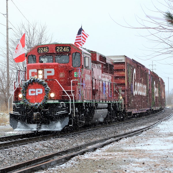 Canadian Pacific Holiday Train- CP, Winter, Train, Engine , Winter, Art, Prints, Canvas, Pillows