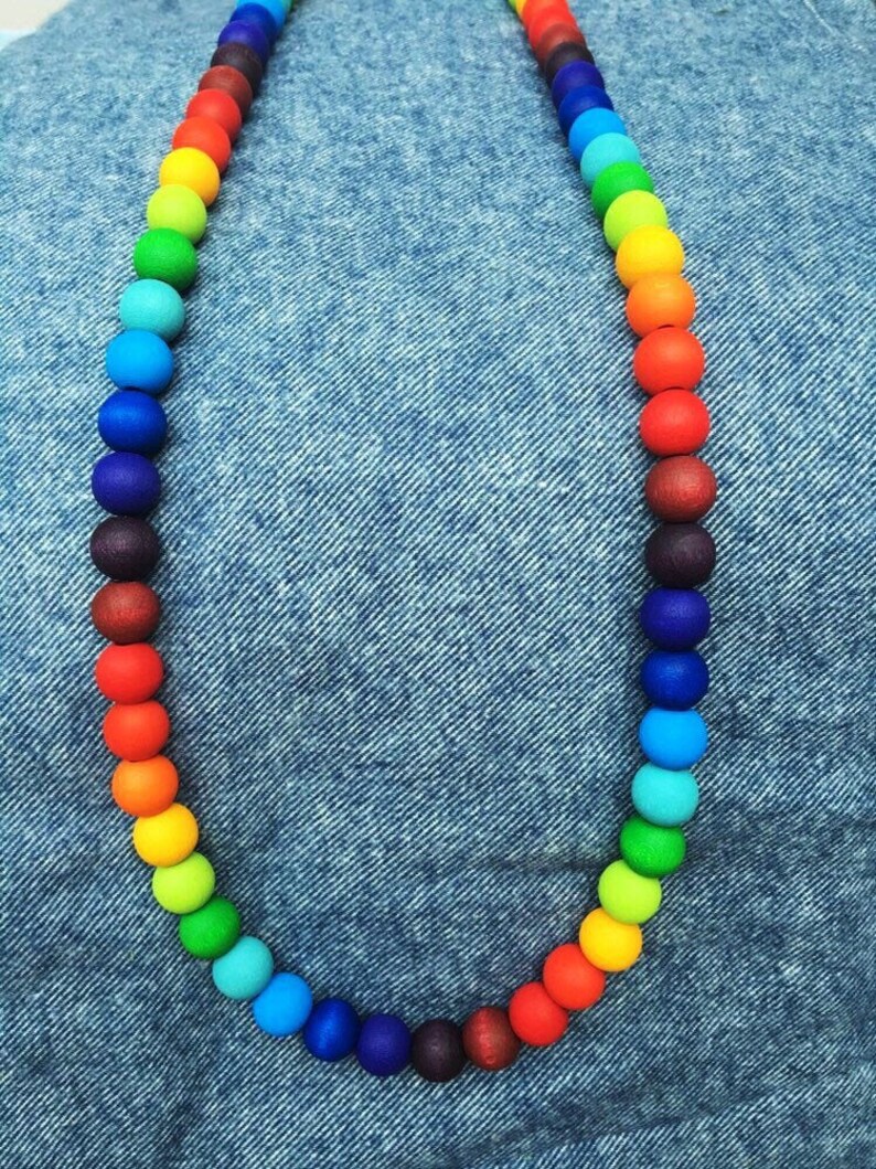 Statement Long Rainbow Necklace Etsy UK