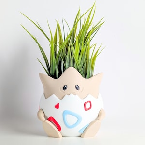 Togepi Pokémon Planter Plant Pot – Full Colour Matte Finish – with Drainage - Gamer Room Decor Pokopia