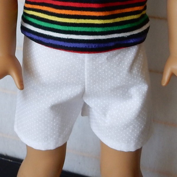 18 inch doll clothes cool white on white shorts, fit American Girl dolls - AG doll clothes