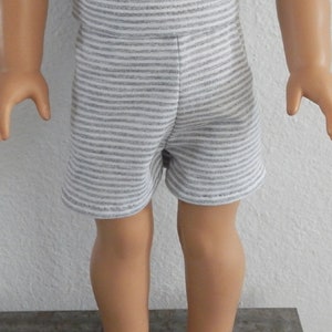 18 inch doll shorts - gray and white stripe shorts.  Made to fit American Girl doll