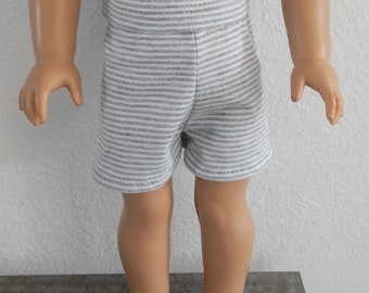 18 inch doll clothes - gray and white stripe shorts.  Made to fit American Girl doll