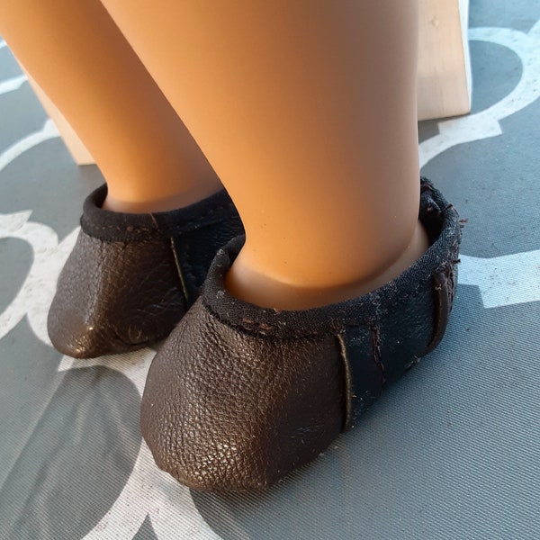 18 inch doll dance shoes- brown leather-fit American Girl dolls - genuine leather, AG doll clothes