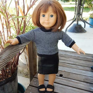 18 inch doll clothes - Black and white striped sweater.  Made to fit American Girl doll